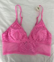 NWT  Hibiscus Lace Padded Longline Bralette Size M