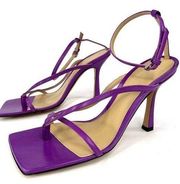 Bottega Veneta Stretch Strappy Purple Leather Heel Sandals Size EU 35.5