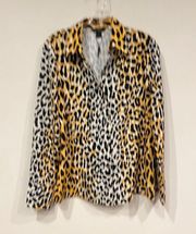 NEW  Collection Satin Back Leopard Print Shirt Size Small