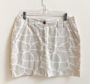 White Cream Animal Giraffe Print Cotton Mini Skirt Lands' End Women Size 10 P