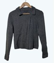 Ann Taylor Moto Sweater Jacket Wool Blend Grey Small