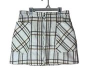 Hyfve Plaid Zip Front Wool Blend Mini Skirt Size Large