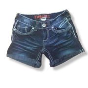 Hydraulic Womens Shorts Size 1/2 Juniors Shortie Shorty Dark Denim Cuffed Blue