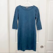 Kate and Mallory Blue Suede Dress Microfiber