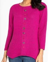 Multiples Berry Pink Faux Button Blouse Top Art To Wear Lagenlook - Small