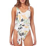 Anthropologie Charlie Holiday Tropical Malibu Belted One Piece Swimsuit XS