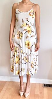 floral pleated midi dress 