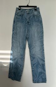 Marble Print Straight-leg Jeans