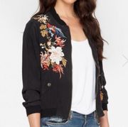 Johnny Was  heavily embroidered Toucan silk bomber jacket NWT