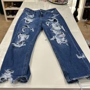 comfort stretch waist distressed mom jeans. Size 8