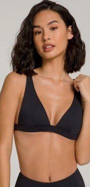 NWT Good American Sexy Boost Triangle Bikini Top Black Tie Back Size 2 / Medium