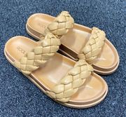 braided two strap sandals beige tan neutral 7.5