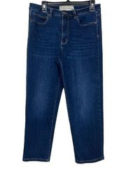 Ultimate Straight Cropped High Rise Dark Wash Jeans Size 12