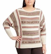 Chaps Southwestern motif striped sweater size L