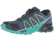 Salomon Speedcross 4 Trail  Running Shoes Lace Up Outdoor Hiking Blue Black 8