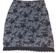 INC International Concepts petite silk pencil tan & black lace skirt 6P