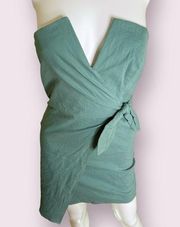 Womens Blue Blush Las Angeles V Wire Strapless Green wrap Mini summer dress