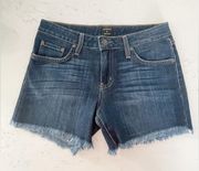 Just Black Blue Premium Denim Frayed Jeans Shorts Size S