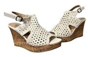 MUDD Sori Creamy Woven Platform Cork Heel Sandal Sz 9