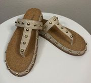 Kelsi Dagger Brooklyn Surface Studded Slide Sandal Macaroon Leather Women's 8.5