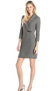 Charcoal Gray Knit Sweater Dress Buckle Detail Size S