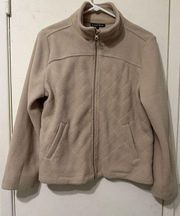 Carol Rose Beige Fleece Zip Up Jacket Size L