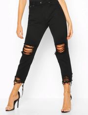 Distressed High Rise Boyfriend Jeans