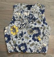 Rachel Zoe Women’s Floral tank. Blue and gold size Small