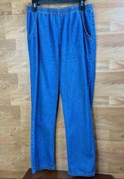 Vintage Blair High Rise Elastic Stretch Waistband Pull On Denim Pants Si…