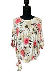 Seven7 Boho Floral Tie Knot Blouse - Size Medium - New with Tags