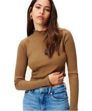 Good American  High Neck Ribbed Knit Cropped Long Sleeve Top Size 0/XS