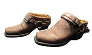 Frye Belted Harness Brown Leather Slip-On Mule - Women's Size 6.5