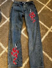 Adika Snake Print Straight leg denim jeans size xs