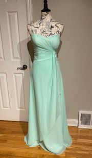 Mint Formal Evening Prom Gown Rutched Strapless Fit Flare Colorful Coquette Coastal Cottage Western Formal Evening Prom Pastel 