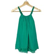 7 For All Mankind Jade Green Round Neck Silk Tank Top S