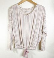 Eberjey Pink & White Striped Long Sleeve Pajama Top Size Extra Small