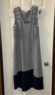 Time & Tru  Navy Blue/White Striped Sleeveless Dress size XXL