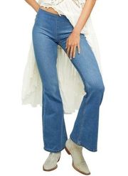 Free People  Jeans Size 31 Blue Flare Bootcut Bell Bottom Pull On Elastic Waist