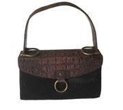 Preston & York Purse Faux Alligator Two-tone Leather and Fur Shoulder Bag