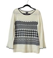 Talbots Wool Blend Geometric Print Crew Neck Sweater Size 1XP