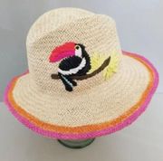 (65) Tropical Toucan Woven Fedora Hat