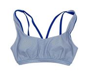 JoyLab Blue and White Striped Strappy Stretch Lightly Lined Sports Bra Size XS