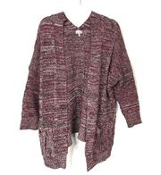 Tobi | Burgundy Marled Open Front Wool Blend Cardigan Sweater