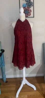 Lovers & Friends Maroon Floral lace size small dress 