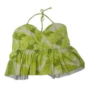 Kortni Jeane Palm Leaf Green Sweetheart Peplum Swimsuit Top Size Medium