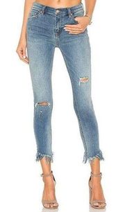 Free People  Size 25 Great Heights Frayed Hem Skinny Jeans Distressed Low Rise