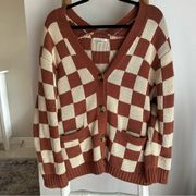 American Eagle Oversized Checkered Cardigan - Small