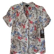 Erika Womens Size Small Button Front Shirt Top