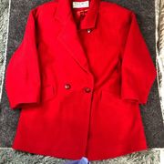 VTG Mackintosh Red Pea Coat Women's 16 100% Wool Double Breasted Made USA NWT