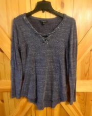 Womens Purple Long Sleeves Shirt Size S Laced Front